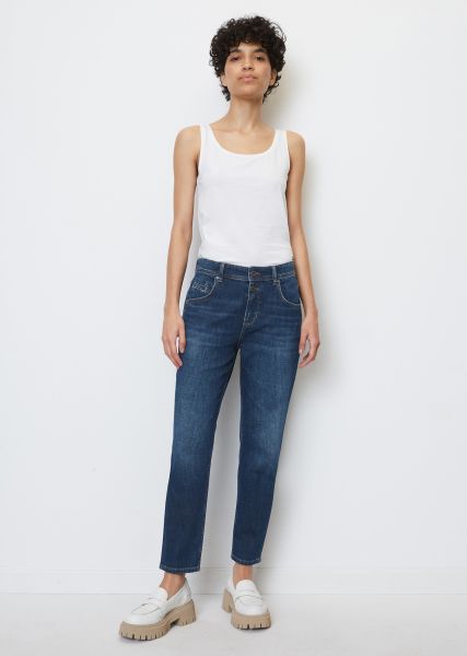 Jeans Offer Women Cashmere Dark Blue Wash Jeans Theda Boyfriend Mid Waist Model With Two Buttons On The Front