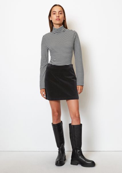 Corduroy Mini Skirt From Organic Cotton Stretch Black Women Stylish Skirts