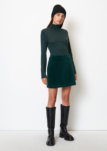 Women Skirts Corduroy Mini Skirt From Organic Cotton Stretch Offer Twilight Teal