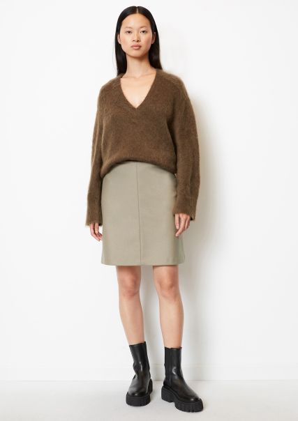 Skirts Long-Lasting Flared Mini Skirt Virgin Wool Mix Chalky Mauve Women
