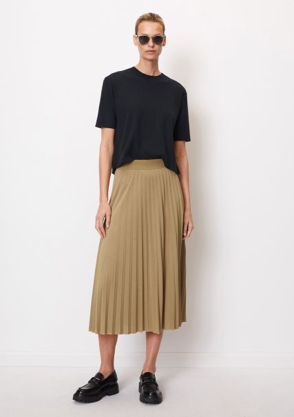Stone Hearth Extend Women Skirts Flared Pleated Jersey Skirt Made Of Tencel™ Lyocell