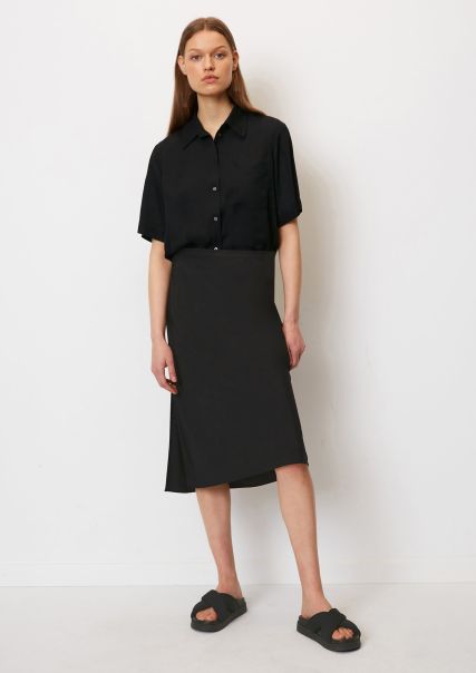 Women Precision Skirts Flowing Slip Skirt Made From Viscose Twill Black