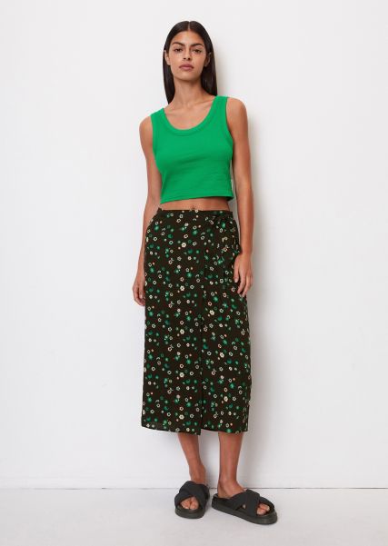 Women Multi/Black Skirts Calf-Length Wrap-Over Skirt From Lenzing™ Ecovero™ Natural