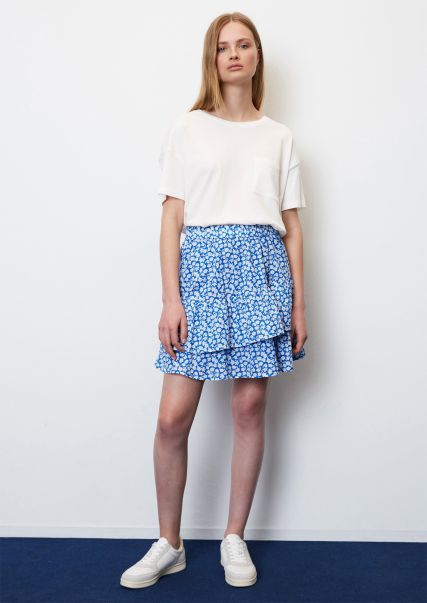 Skirts Stylish Women Short Tiered Mini Skirt With An Asymmetric Flounce Multi / Mediterranean Blue