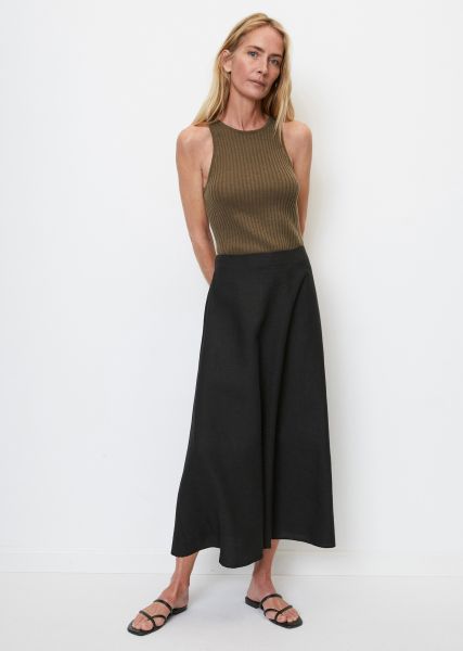 Flared Linen Skirt Made Of Summery Fabric Inviting Black Skirts Women
