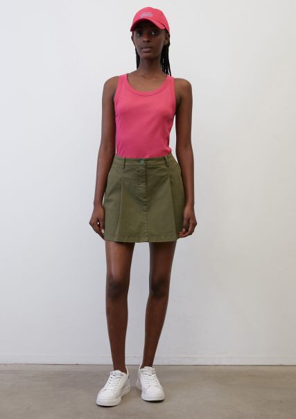 Women Skirts Dakota Shadow Waist Pleat Mini Skirt Made From Stretchy Organic Cotton Mix Practical