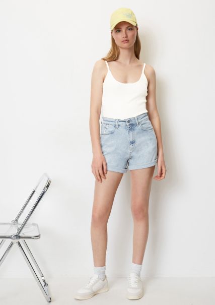 Denim Shorts Ylvi Slim Model From Organic Cotton Stretch Women Shorts Stylish Multi/Pale Ice Blue