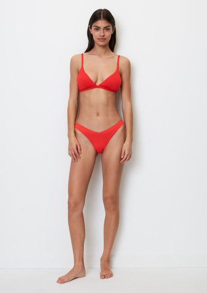 Swimwear Women Bright Red Bikini Briefs From Recycled Material Luxurious