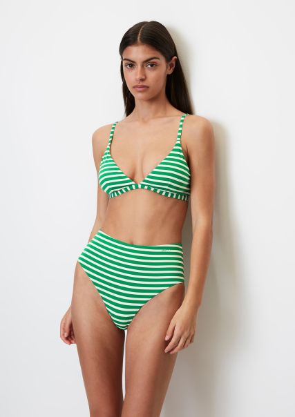 Women Vivid Green Swimwear Triangle Bikini Top With Padded Cups Clearance