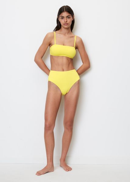 High-Waisted Bikini Briefs From Recycled Material Yellow Women Discount Swimwear