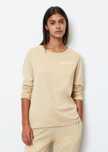 Beige Women Bodywear Long-Sleeved Lounge Shirt Made Of Organic Cotton Jersey Review