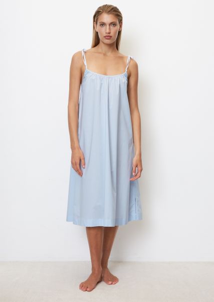 Lounge Spaghetti Strap Dress Made From High Quality Organic Cotton Timeless Women Xenon Blue Bodywear