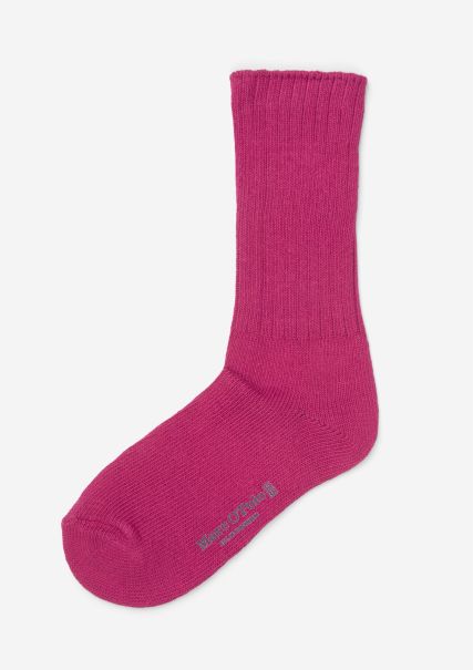 Socks Women Pink Reliable Ribbed Socks Cotton Mix