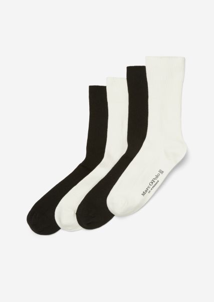 Ribbed Socks In Pack Of 4 White Cotton Socks 2024 Women