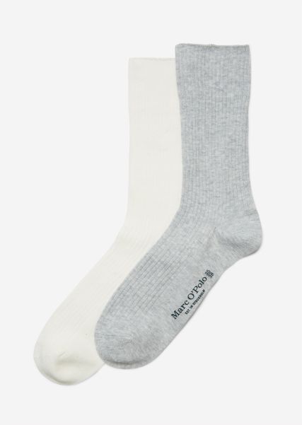 Cool Grey Chic Socks Women Ribbed Socks In A Double Pack