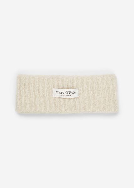 Headband Knitted From Slub Yarn Professional Wool Women Creamy White