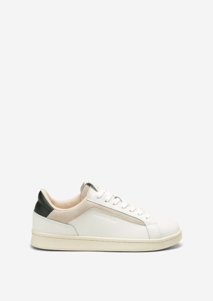 Sneakers Offwhite/Black Cut-Price Women Court Trainers Made Of Cowhide Leather In A Structure Mix