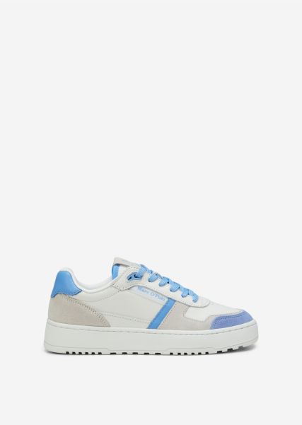 Sneakers Offwhite/Light Blue Exclusive Women Court Trainers With Detachable Shoulder Strap