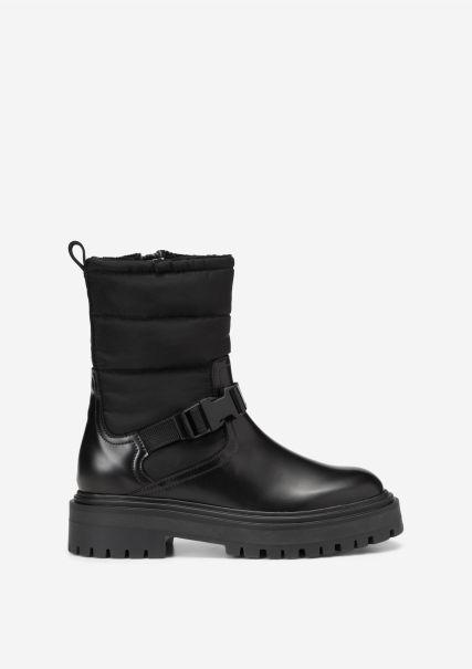 Booties Women Black Ergonomic Zipper Boots With Adjustable Strap