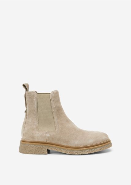Taupe High-Quality Women Booties Chelsea Boot With Crepe Look Sole