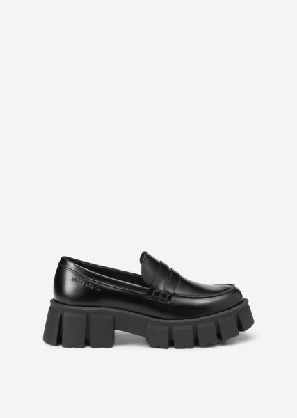 Loafer With Modern Chunky Outsole Black Loafers Convenient Women