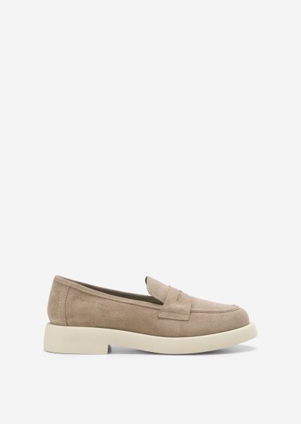 Loafer Made Of Soft Suede Leather Women Introductory Offer Loafers Taupe