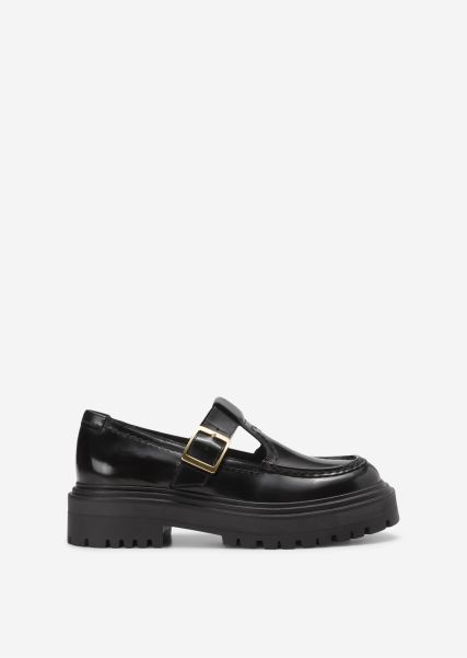 Innovative Mary Janes In Patent Leather Look Black Loafers Women