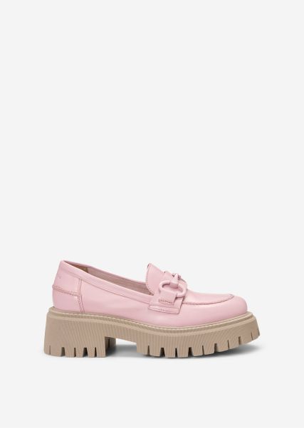 Women Chunky Loafers With A Monochrome Decorative Clasp Affordable Loafers Soft Pink