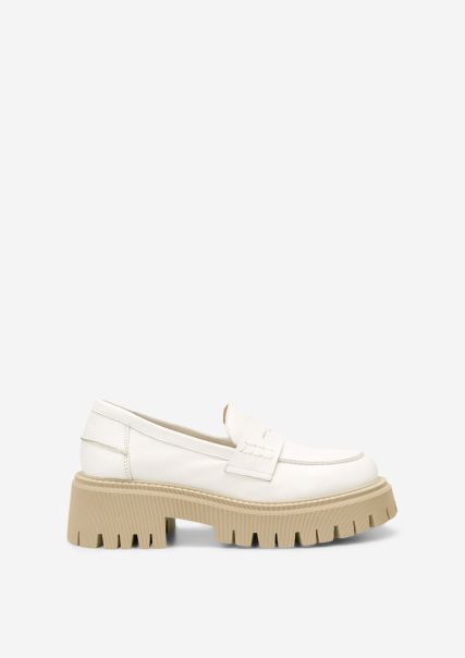 Rebate Women Loafers Offwhite Bulky Penny Loafers Made Of Soft Sheepskin