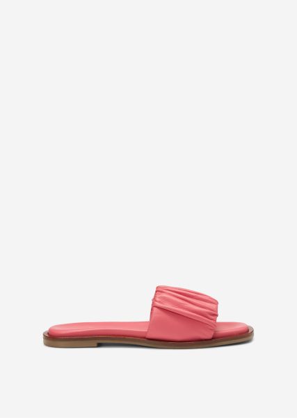 Rugged Sandals Women Pink Mules Made Of Soft Goat Leather
