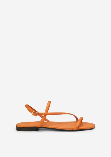 Orange Hygienic Sandals Women Strappy Sandals Made Of Soft Calfskin