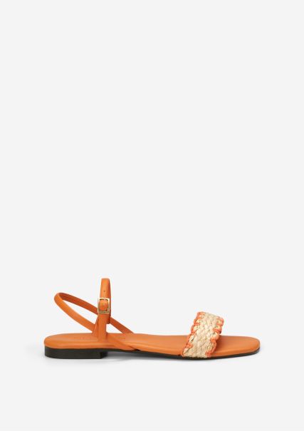 Orange Women Sandals Unbelievable Discount Sandals With Raffia Bast
