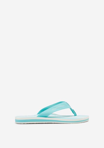 Sea Blue Women Thong Beach Sandals Striped Pattern Sandals Hygienic