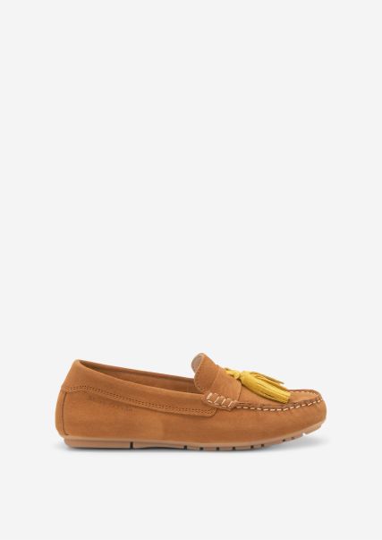 Cognac Accessible Moccasins Women Moccasins With Casual Tassels