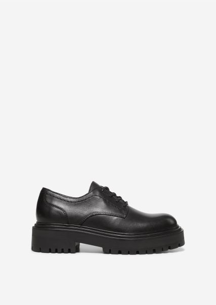 Lace-Ups Black Fire Sale Women Lace-Up Made From Soft Calfskin