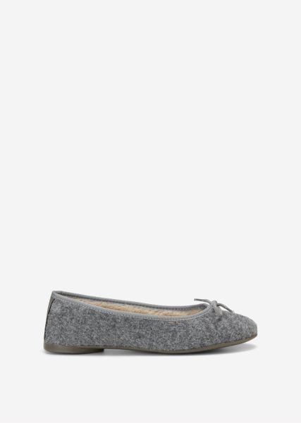 Women Ballerina Slippers With Fluffy Teddy Lining Slippers Redefine Grey