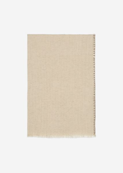 Scarf With A Blanket Stitch In A Blend Of Tencel™ Modal And Organic Cotton Natural Sand Ingenious Scarfs Women