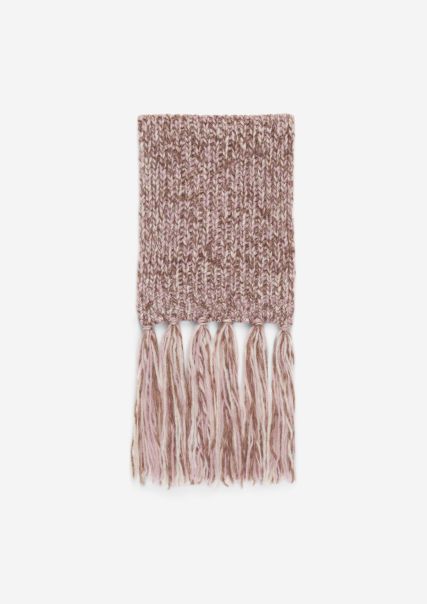 Knitted Scarf With Fringing Made From A Cosy Blend Of Wool And Alpaca Wool Women Multi/Blooming Lilac Resilient Scarfs