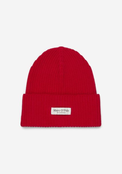 Women Shiny Red Knitted Cap Made From Organic Cotton Exclusive Offer Caps