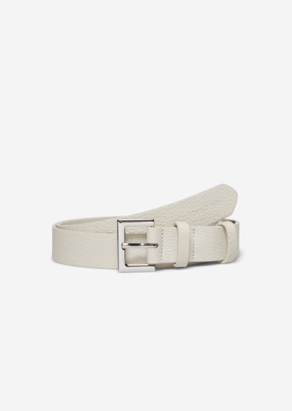 Compact Chalky Sand Women Belt With Square Metal Clasp Belts