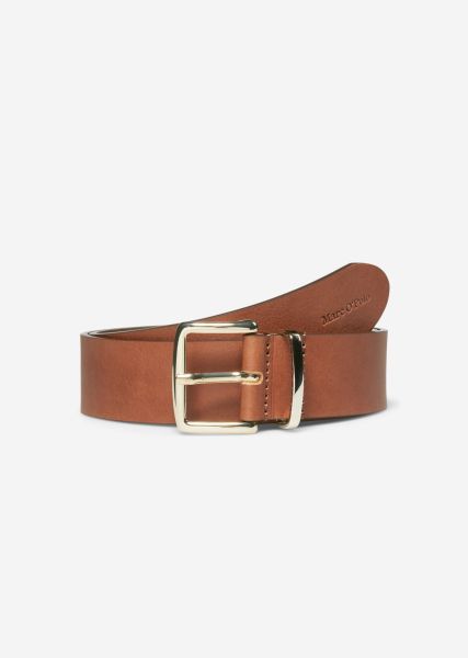 Cuoio Brown Women Comfortable Belts Belt With Gold Colored Clasp