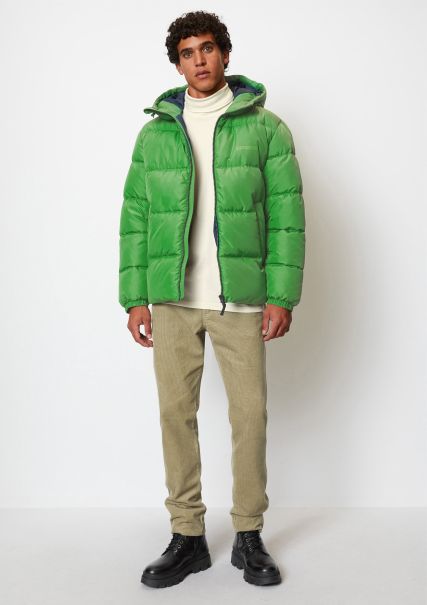 Delicate Jackets Men Hooded Quilted Jacket Regular With No-Down Padding Green House