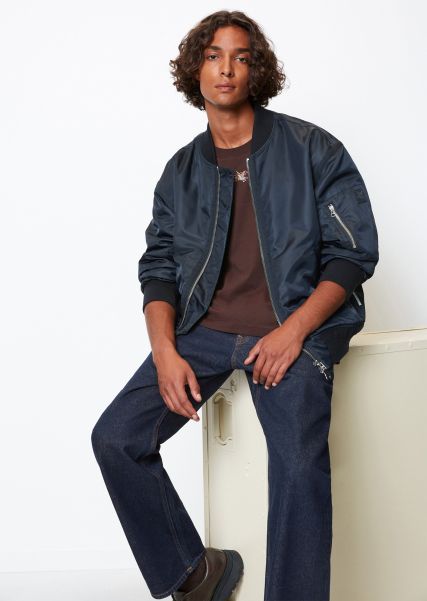 Mo'p X Chevignon Flight Jacket Relaxed With A Water-Resistant Outer Surface Men Unique Dark Navy Jackets