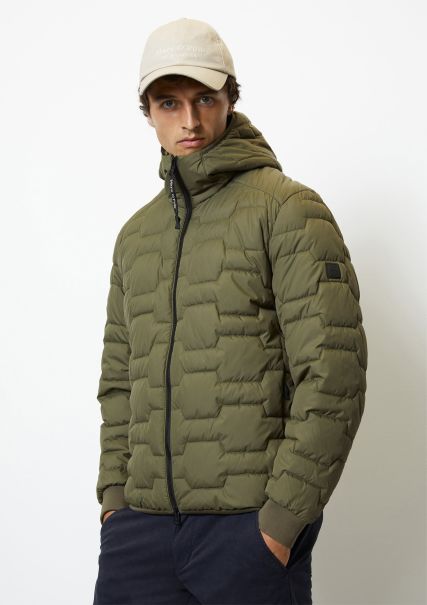 Asher Green Men Hooded Quilted Jacket Regular With Octagon Quilting Effective Jackets