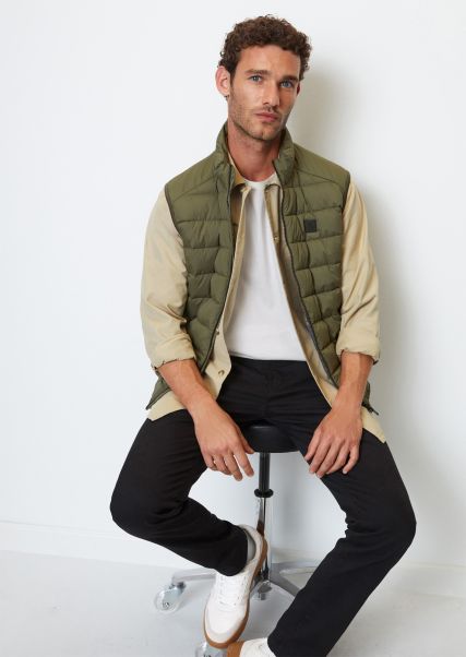 Men Chic Quilted Vest Regular Made From Recycled Polyester Jackets Asher Green