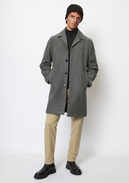 Men Coats Graphite Grey Melange Superior Wool Coat Regular Made From Soft Virgin Wool Mix