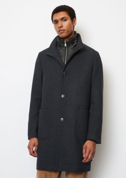 Coats Unbeatable Price Stand-Up Collar Wool Coat Regular With Lined Windshield Dark Navy Men