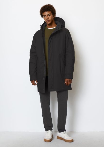 Padded Hooded Parka Regular Made Of Organic Cotton With Spandex Content Coats Black Men Opulent