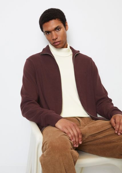 Cardigans User-Friendly Zip Stand-Up Collar Cardigan Regular Made From Soft Cotton Virgin Wool Mix Twilight Men
