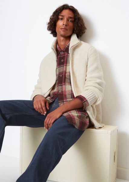 Cardigans Quick Mo'p X Chevignon Stand-Up Collar Cardigan Regular With Logo Inlays On The Back White Cotton Men